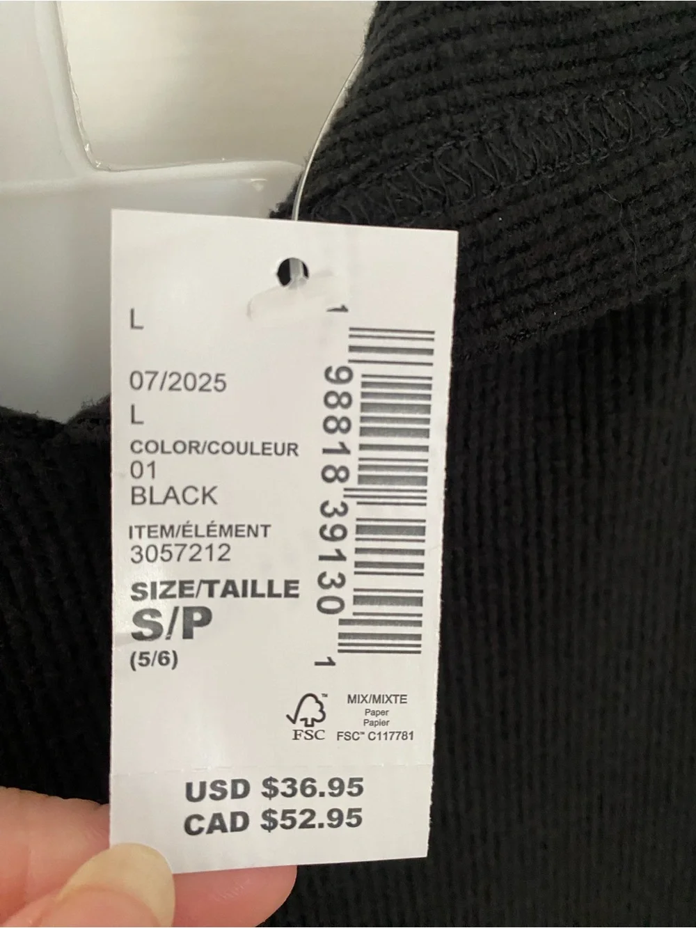 NWT Children's Place Black Ribbed Thermal Hoodie
